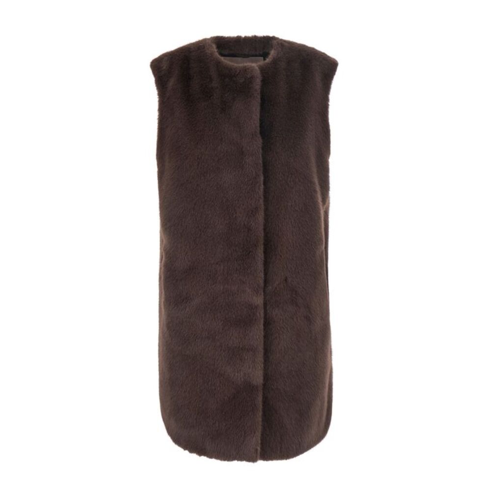Herno Women Brown Fur With Round Collar In Faux Fur Woman